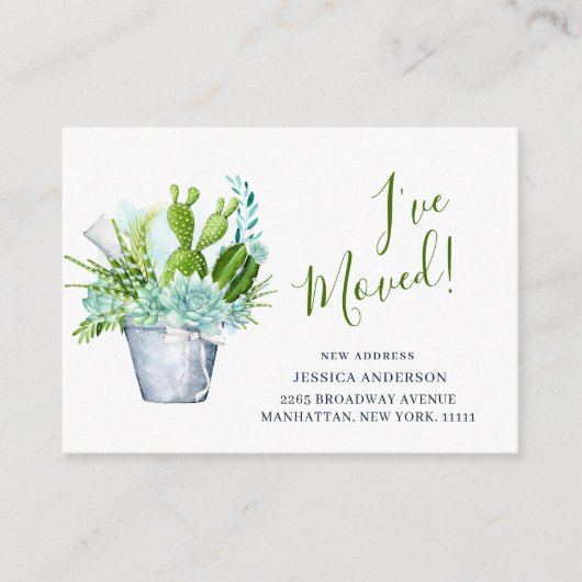 Lieve Waterverf Cactus Verhuisbericht Informatiekaartje (Voorkant)