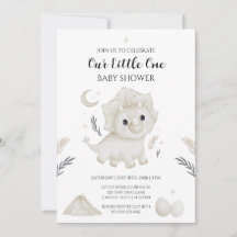Lieve waterverf dinosaurus baby shower uitnodiging