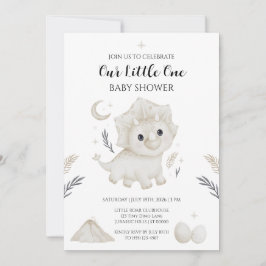 Lieve waterverf dinosaurus baby shower uitnodiging