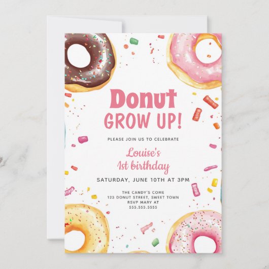 Lieve Waterverf Donuts 1e verjaardag Kaart (Voorkant)