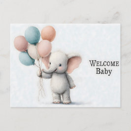 Lieve waterverf illustratie van een babyolifant briefkaart