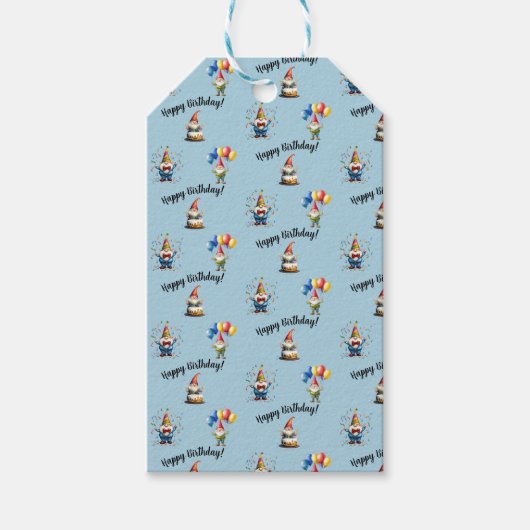 Lieve Waterverf Kabouter Verjaardagsviering Cadeaulabel (Voorkant)