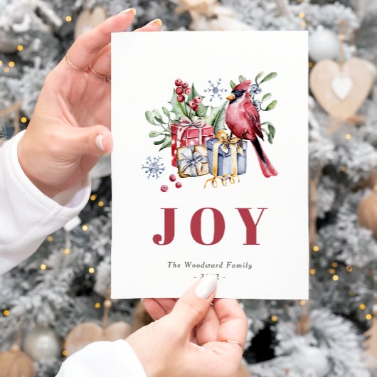 Lieve waterverf kerstkaart met kardinaalvogel feestdagenkaart