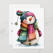 Lieve waterverf Kerstman Sneeuwpop Kerstkaart (Voorkant / Achterkant)