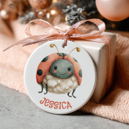 Lieve Waterverf Lieveheersbeestje Patroon met Foto Keramisch Ornament