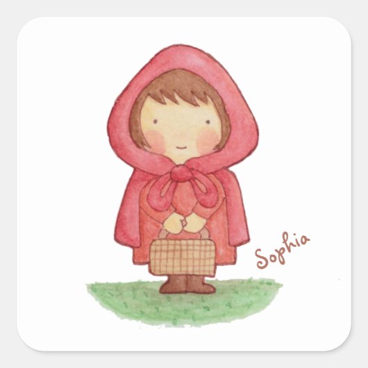 Lieve Waterverf Roodkapje Sticker (Voorkant)