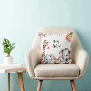 Lieve Waterverf Safari Dieren Illustratie Kussen
