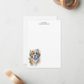 Lieve Waterverf Sint Bernard Dog Dank u Notitiekaartje (Voorkant / Achterkant in situ)