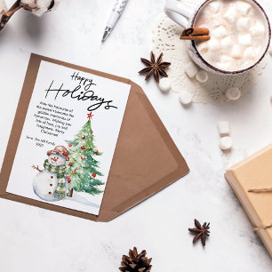Lieve Waterverf Sneeuwman Kerst Plat Design Feestdagenkaart