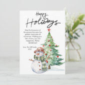 Lieve Waterverf Sneeuwman Kerst Platte Ontwerpen Feestdagenkaart (Staand voorkant)