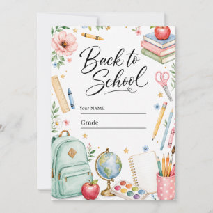 Lieve waterverf terug naar school aangepaste foto  bedankkaart