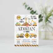 Lieve waterverf verjaardag bouvoertuigen briefkaart (Staand voorkant)