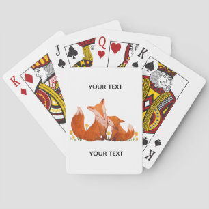 Lieve Waterverf Vos Familie Gepersonaliseerd Pokerkaarten