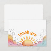 Lieve waterverf zon en glitters Doodle Bedankkaart (Voorkant / Achterkant)