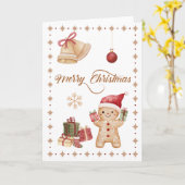 Lieve Waterverfman van Gemberkoek "Prettig Kerstfe Kaart (Gele Bloem)