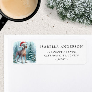 Lieve Weimaraner Hond Winter Watercolor Adres Etiket