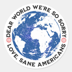 Lieve wereld, het spijt ons zo ronde sticker