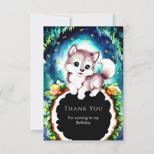 Lieve Whimsical Boswolf Verjaardag Bedankkaart (Voorkant)