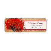 Lieve Whimsical Hart Blad Boom Rood Roze Stippen Etiket (Voorkant)