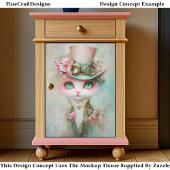 Lieve Whimsical Kat in Steampunk Hoed EE8L Decoupa Tissuepapier