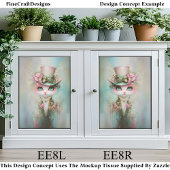 Lieve Whimsical Kat in Steampunk Hoed EE8L Decoupa Tissuepapier