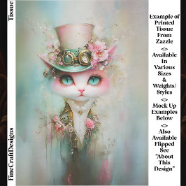 Lieve Whimsical Kat in Steampunk Hoed EE8R Decoupa Tissuepapier