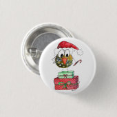 Lieve Whimsical Kerstvogel Ronde Button 3,2 Cm (Voorkant /achterkant)