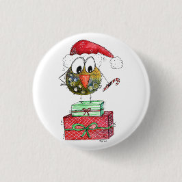 Lieve Whimsical Kerstvogel Ronde Button 3,2 Cm