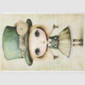 Lieve Whimsical Steampunk Pop, Groene AM1 Decoupag Tissuepapier (Voorkant)