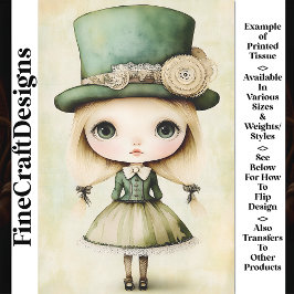 Lieve Whimsical Steampunk Pop, Groene AM1 Decoupag Tissuepapier
