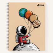 Lieve Whimsicale Astronaut,Planeet Buitenruimte,Op Notitieboek (Voorkant)