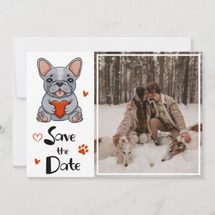 Lieve Whimsicale Franse Hond Trouwfoto Save The Date