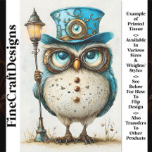 Lieve Whimsieke Steampunk Uil, Blauwe AY3 Découpag