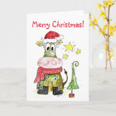 Lieve Whimwham Kerst Koe Kaart (Gele Bloem)