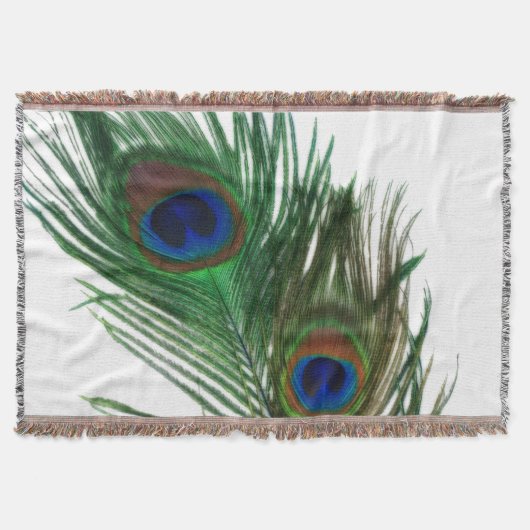 Lieve White Peacock Feathers Deken (Voorkant)