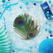 Lieve White Peacock Feathers Papieren Bordje (Feest)