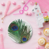 Lieve White Peacock Feathers Papieren Bordje (Feest)