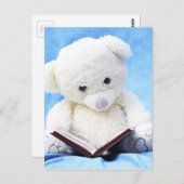 Lieve White Teddy Bear Read Book Briefkaart (Voorkant / Achterkant)