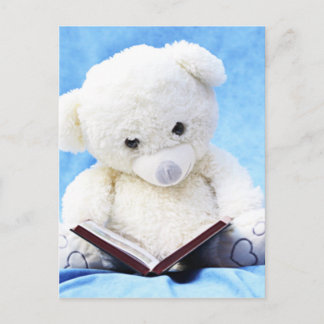 Lieve White Teddy Bear Read Book Briefkaart