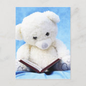 Lieve White Teddy Bear Read Book Briefkaart (Voorkant)