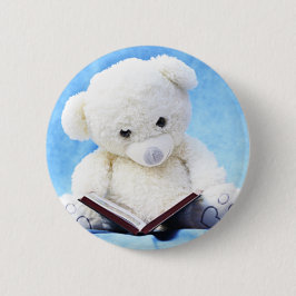 Lieve White Teddy Bear Read Book Ronde Button 5,7 Cm