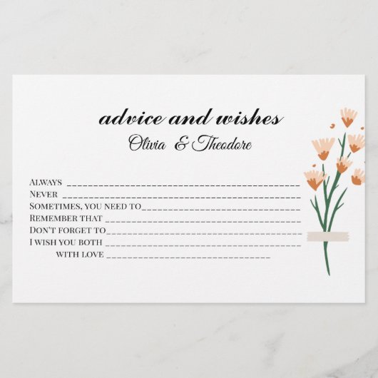 Lieve wilde bloem, bruin advies en wenst Kaart (Voorkant)