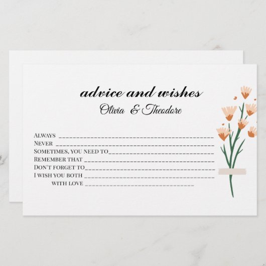 Lieve wilde bloem, bruin advies en wenst Kaart (Voorkant / Achterkant)