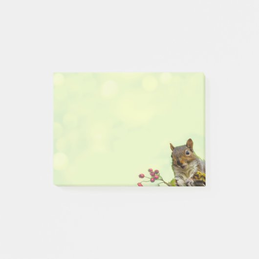 Lieve wilde eekhoorn op limoengroen post-it® notes (Voorkant)