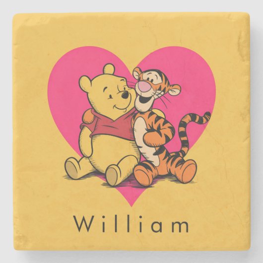 Lieve Winnie de Poeh & Tigger Stenen Onderzetter (Voorkant)