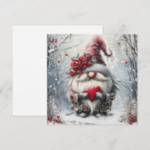 Lieve Winterkabouter met Rode Hart Feestdagenkaart (Voorkant / Achterkant)
