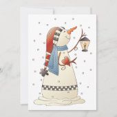 Lieve wintersneeuwvrouw met lantaarn kaart (Voorkant)