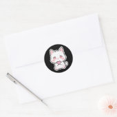 Lieve Witte Kat Ronde Sticker (Envelop)