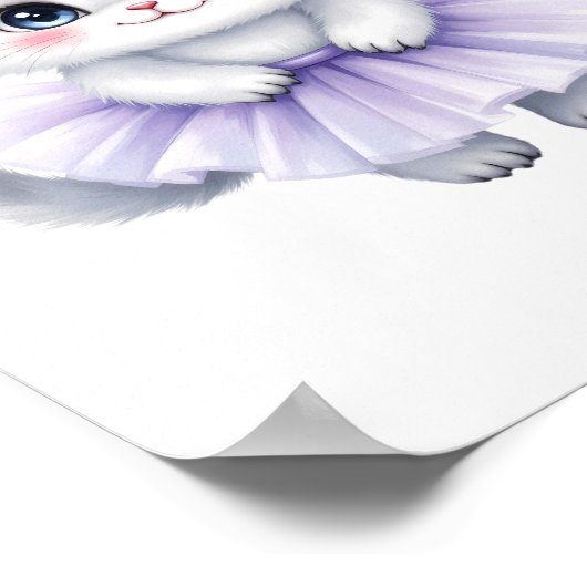 Lieve Witte Katjesprinses in Paarse Tutu Koninklij Poster (Hoek)