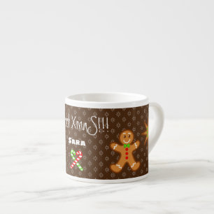 lieve XmaS Gingerbrood Pals-Candy Cane Custom Text Espresso Kop